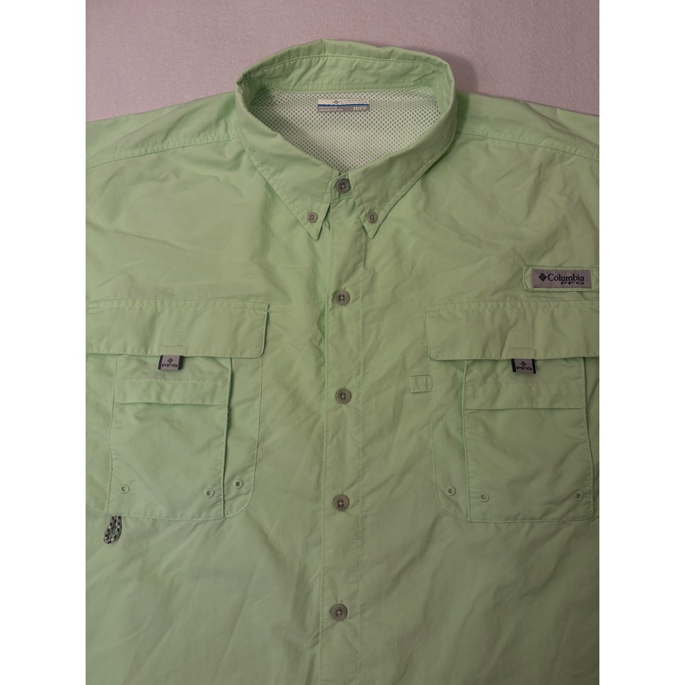 Columbia PFG Bahama II Fishing Shirt Mens 2X Tall Green Short Sleeve UPF 30 Vent